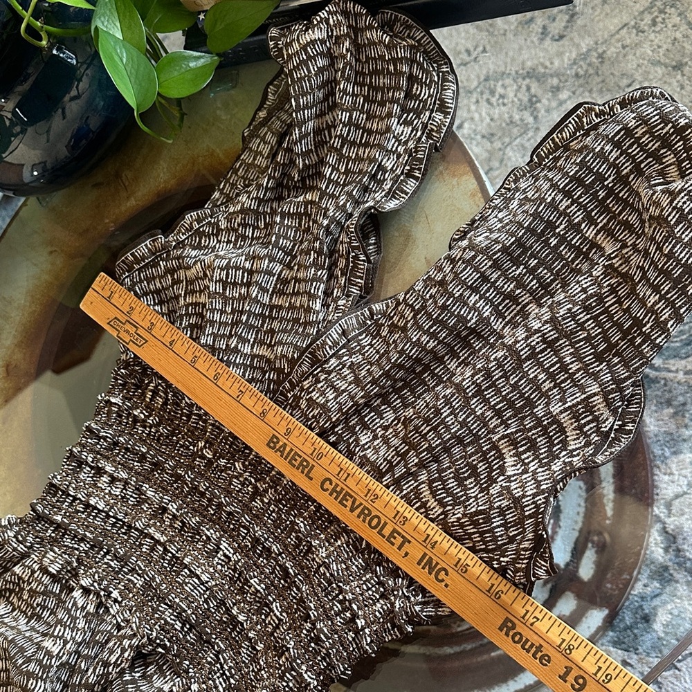 Max Studio Chic Brown Patterned Jumpsuit Jumper R… - image 4